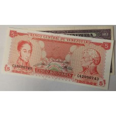 VENEZUELA 1989-1995 . FIVE 5 and TEN 10 BOLIVARES BANKNOTES